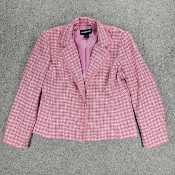 Vintage Requirements Tweed Skirt Suit Womens 12 Pink Check Office Career - Picture 5 of 16
